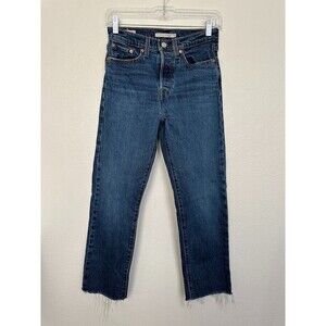 Levi's Wedgie Straight Button Fly Medium Wash Blue Jeans High Rise Women's 25